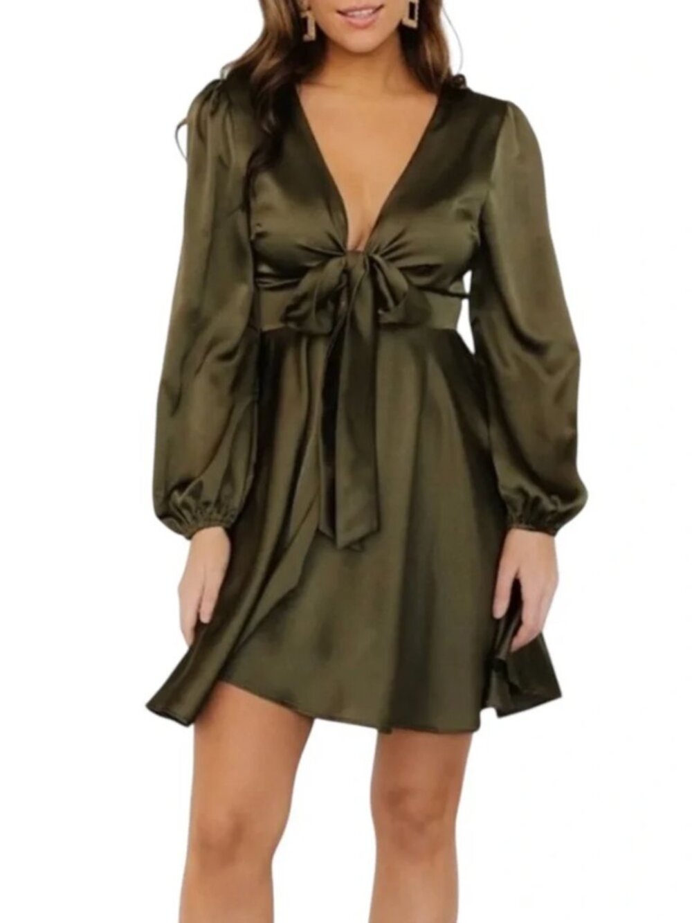 Baltic Born - Woodbury Satin Mini Dress in Olive